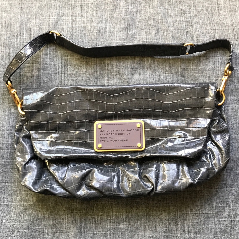 MARC BY MARC JACOBS Charcoal Croc Clutch